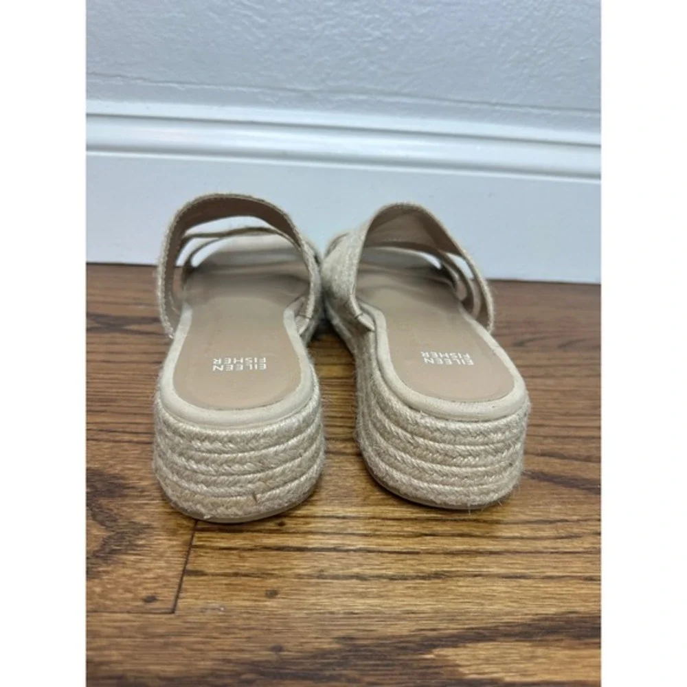 NEW Eileen Fisher Mayla Jute Espadrille‎ Sandal Platform Slide Beige Tan Size 9